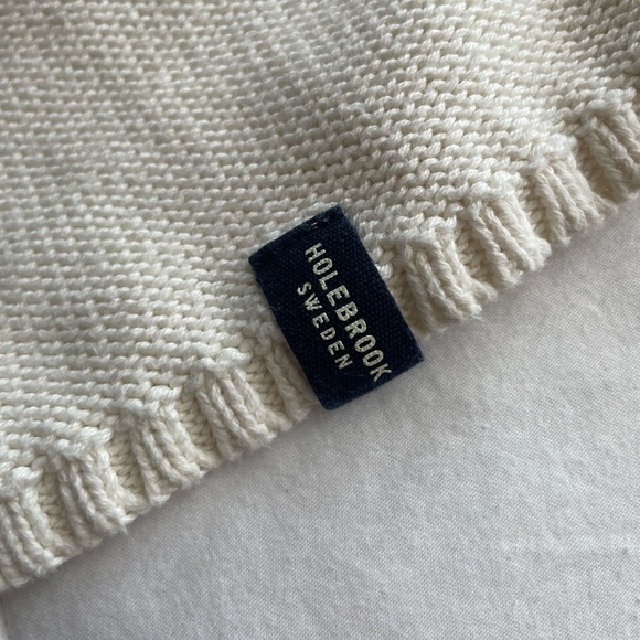 Holebrook Sweden Cable Knit Cream Fisherman Sweater Large Cotton Neutral Minimal - Picture 3 of 9